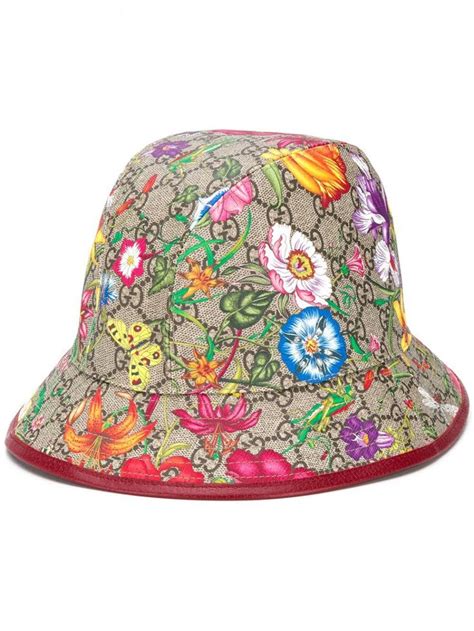 gucci cap mit blumen|Gucci bucket hat.